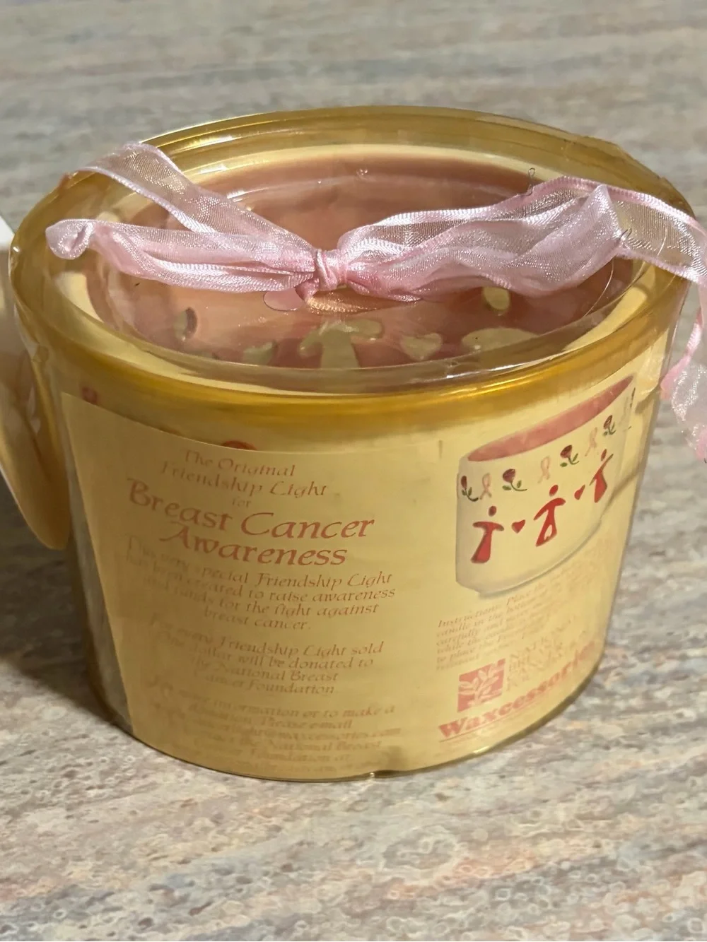 NWT Wax Accessories Pink Ribbon Decorative Candle for Cancer Awareness